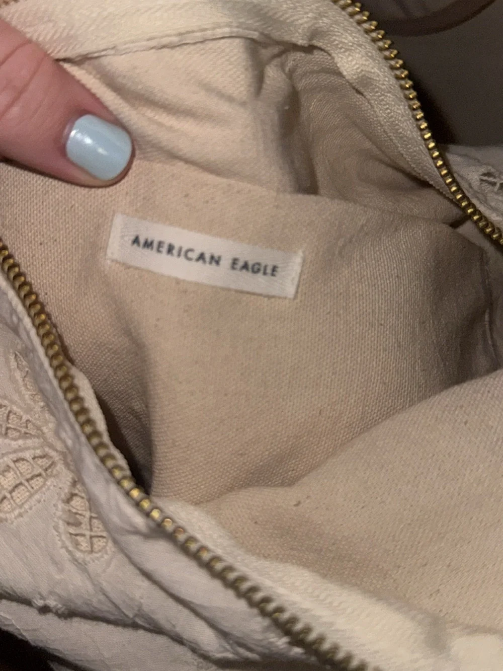 American Eagle Outfitters Cream Floral Embroidered Hobo Bag